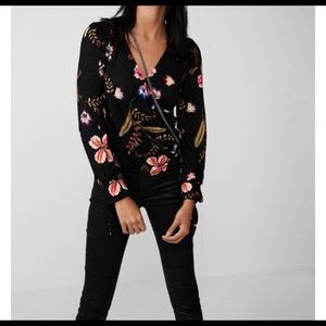 🆕 Express Black Floral Print Wrap Top
